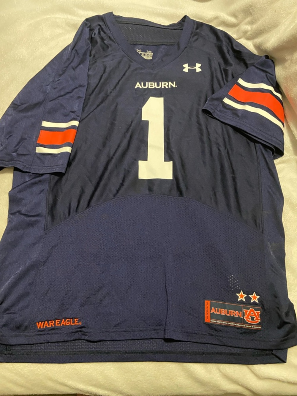 Under Armour Navy and Orange Auburn #1 Football Jersey - Picture 2 of 6